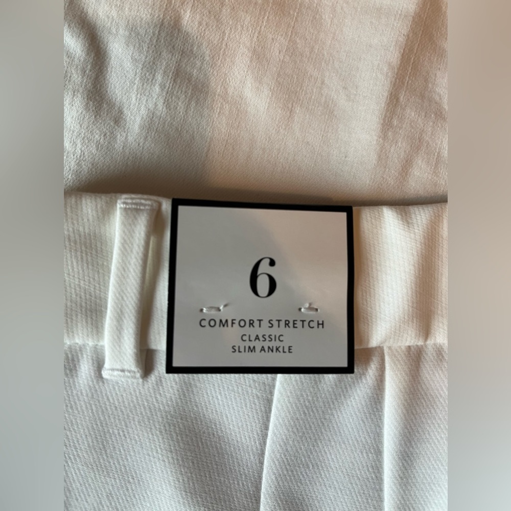 White House Black Market Comfort Stretch Classic Slim Ankle Pant white 6 NWT